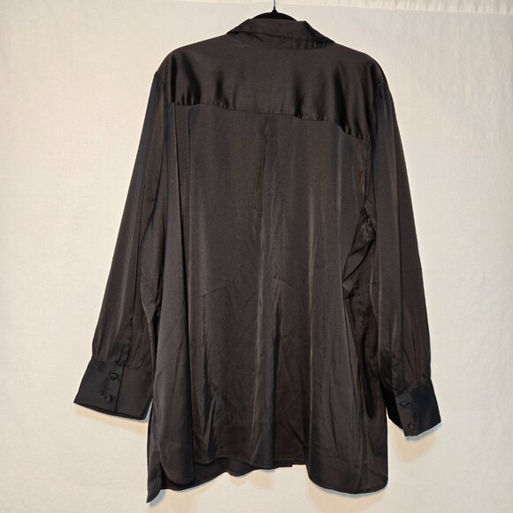 THE DROP Minimalist Basic Black Stretch Satin Shirt Tunic Top Size 4X New NO Tag - Picture 2 of 16